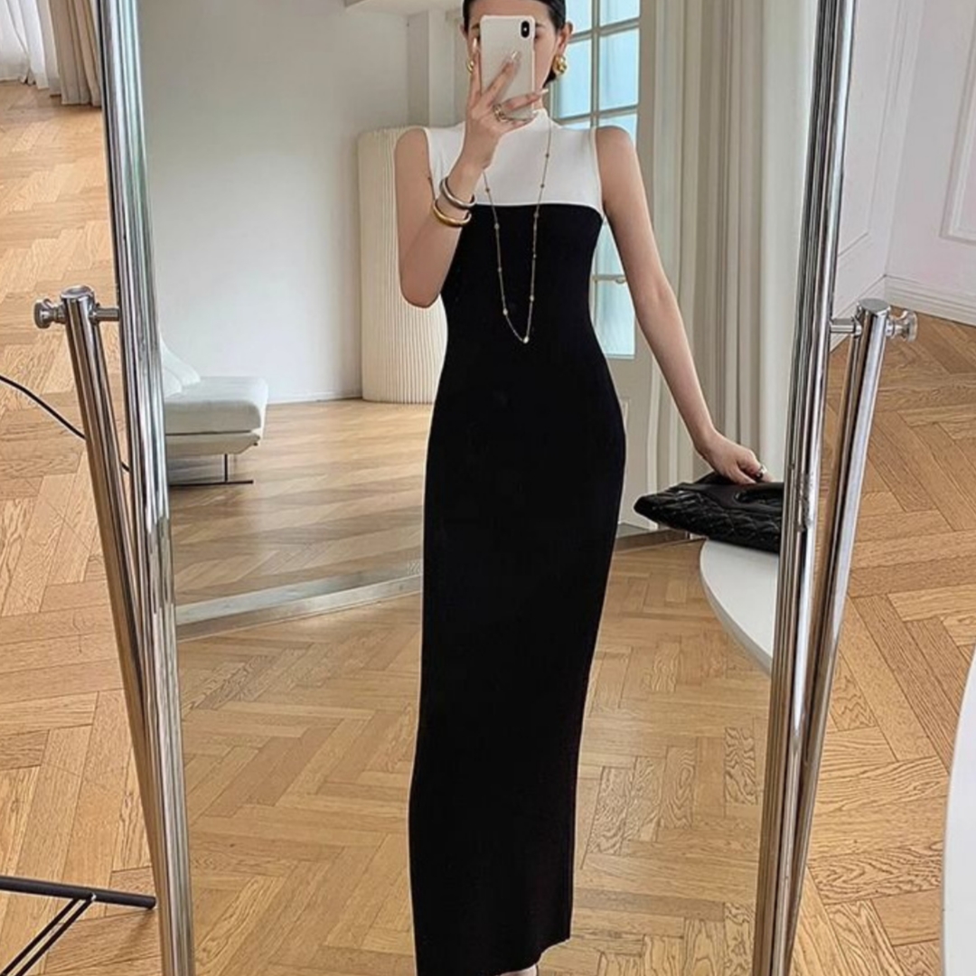 Elegant Vintage Patchwork Sleeveless Dress For Women