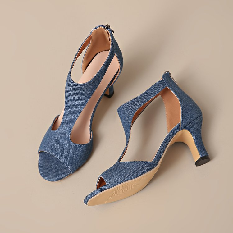 Mid-Heel Sandals in Blue – styled outfit shot