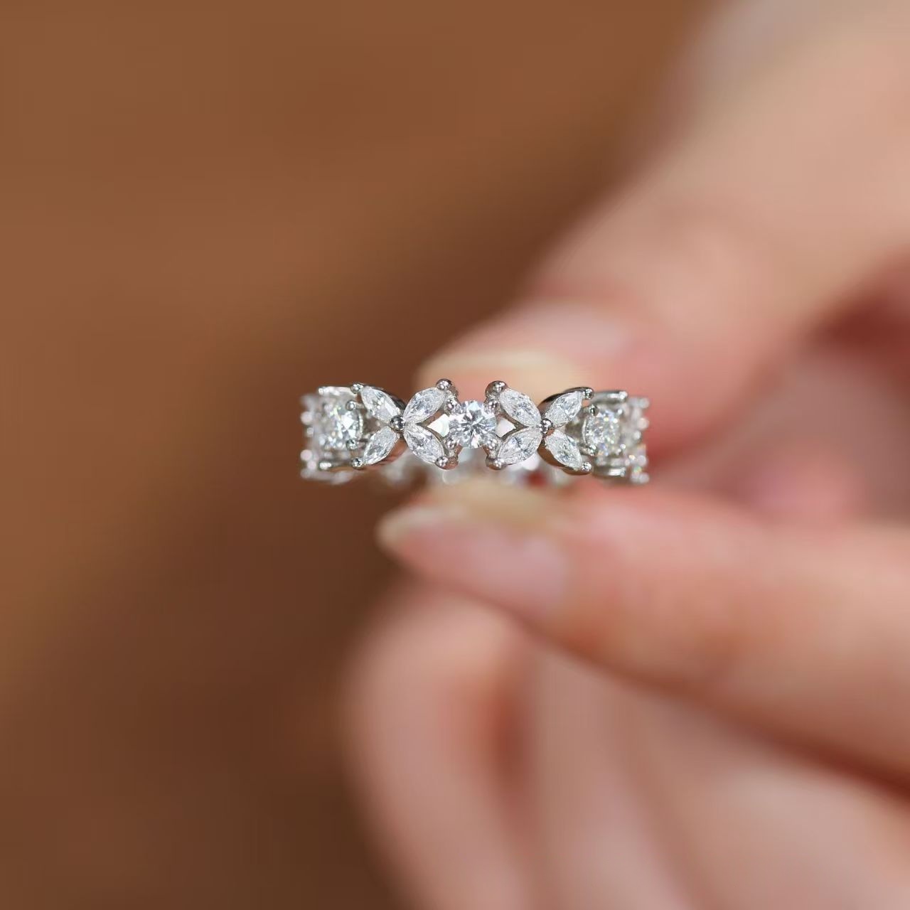 Horseshoe Butterfly Ring With Pave-set Diamonds For Women