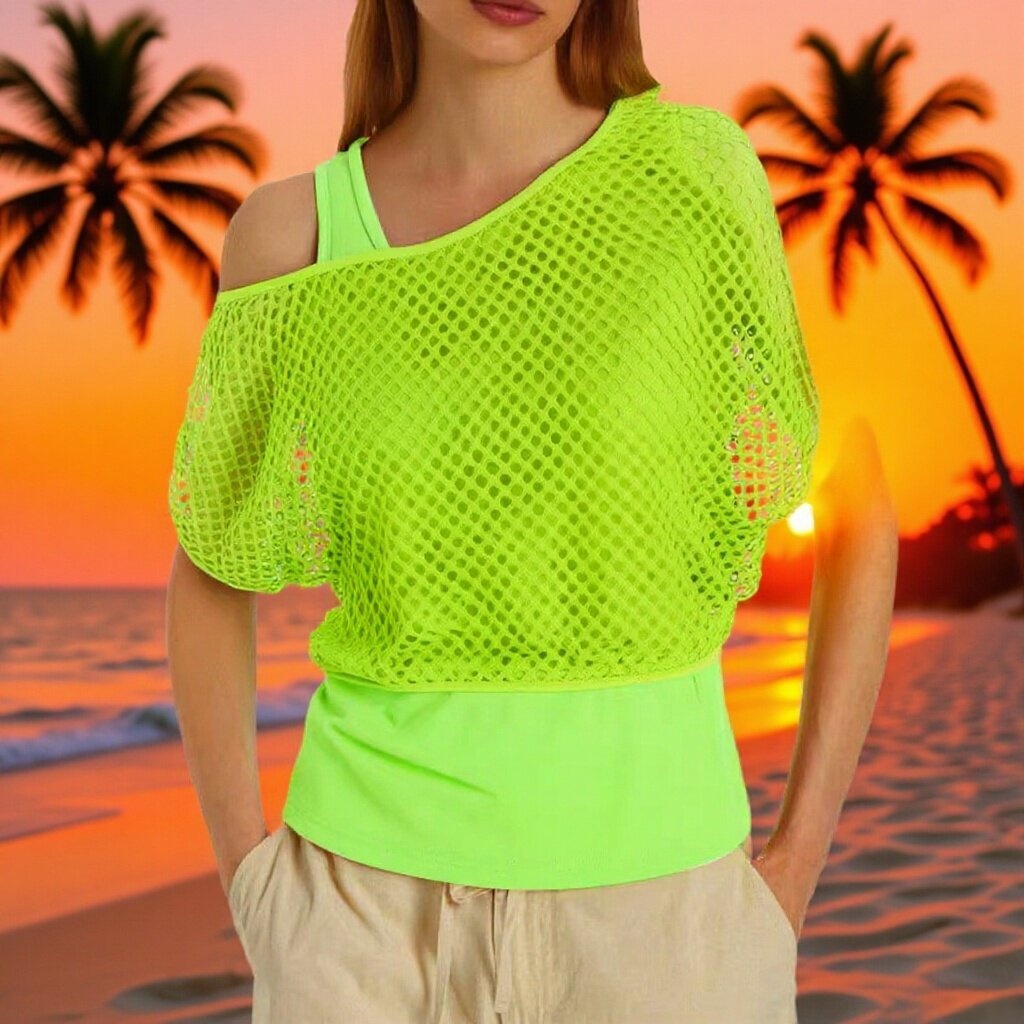 Mesh T-shirt And Womens Tank Top Casual Set