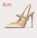 One-strap Closed-toe Rhinestone-studded Stiletto Heels In Genuine Leather For Women view 12