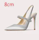 One-strap Closed-toe Rhinestone-studded Stiletto Heels In Genuine Leather For Women view 15