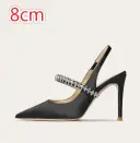 One-strap Closed-toe Rhinestone-studded Stiletto Heels In Genuine Leather For Women view 11