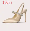 One-strap Closed-toe Rhinestone-studded Stiletto Heels In Genuine Leather For Women view 8