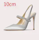 One-strap Closed-toe Rhinestone-studded Stiletto Heels In Genuine Leather For Women view 10