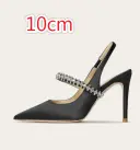 One-strap Closed-toe Rhinestone-studded Stiletto Heels In Genuine Leather For Women view 7