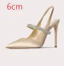 One-strap Closed-toe Rhinestone-studded Stiletto Heels In Genuine Leather For Women view 3
