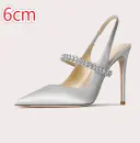 One-strap Closed-toe Rhinestone-studded Stiletto Heels In Genuine Leather For Women view 2