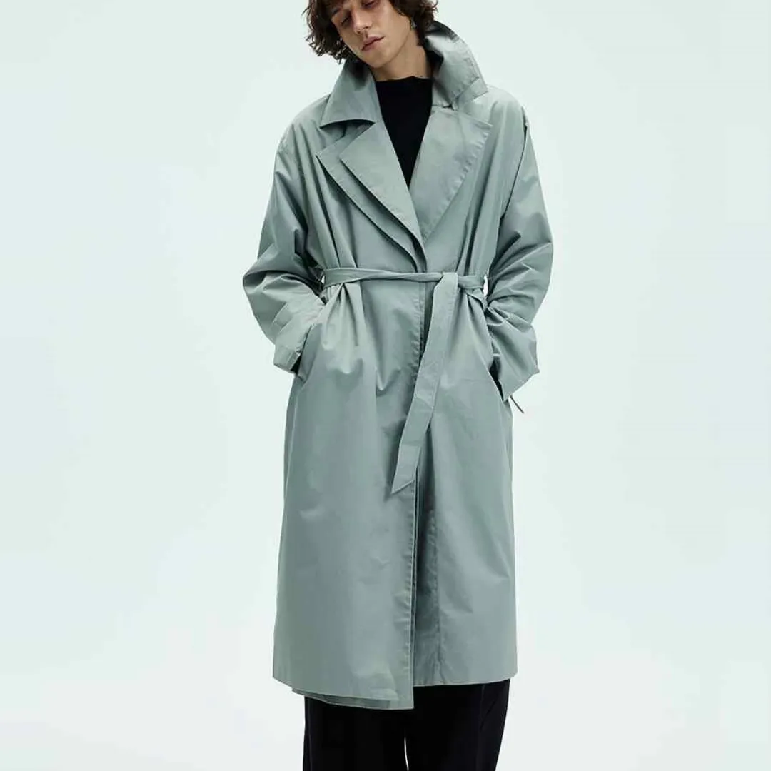 Mens Solid-color Loose-fitting Mid-length Coat
