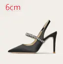 One-strap Closed-toe Rhinestone-studded Stiletto Heels In Genuine Leather For Women view 6