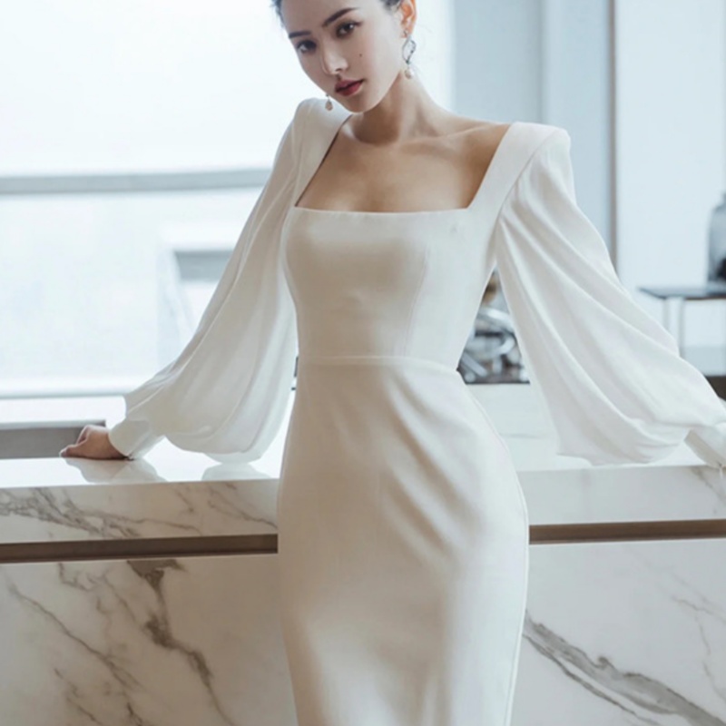 Womens French-style Minimalist Casual Dress