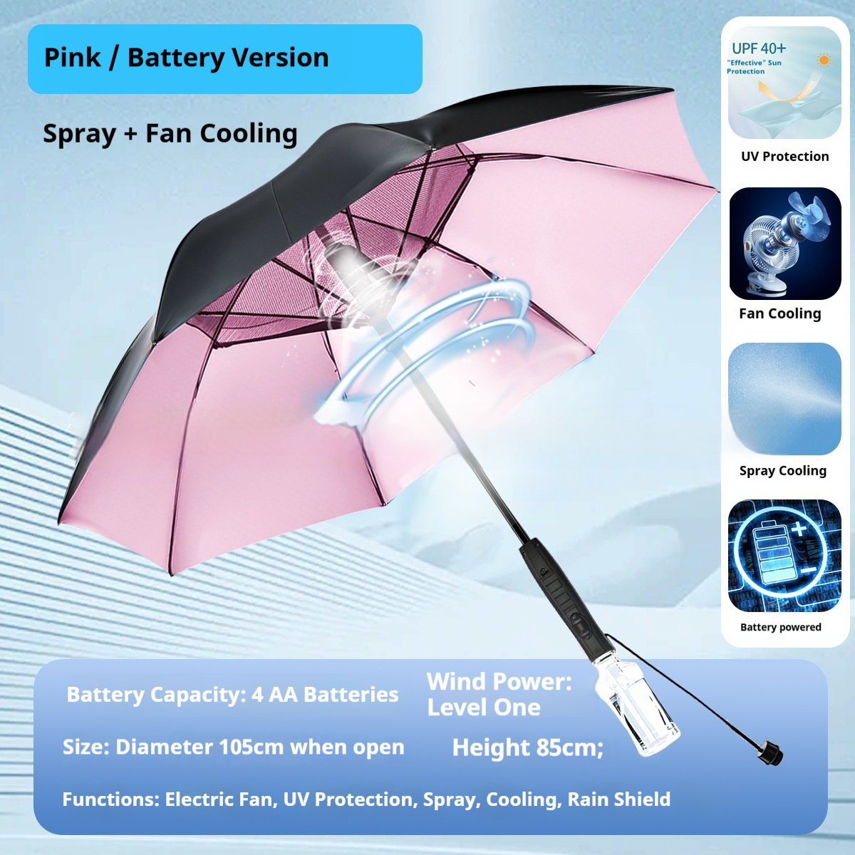 Summer Fan-equipped Umbrella With Spray Cooling