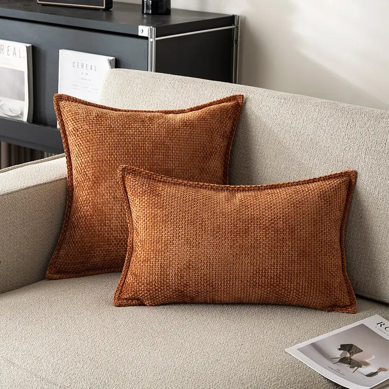 Plaid Sofa Throw Pillow Striped Cushion Cover
