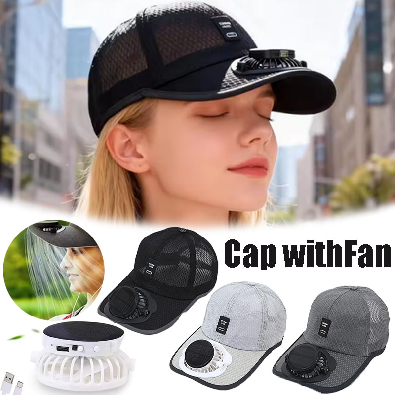 Solar Charging Fan Hat - Breathable Mesh UV Protection Baseball