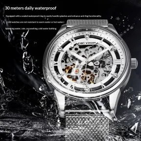 Silver Mesh Mechanical Watch