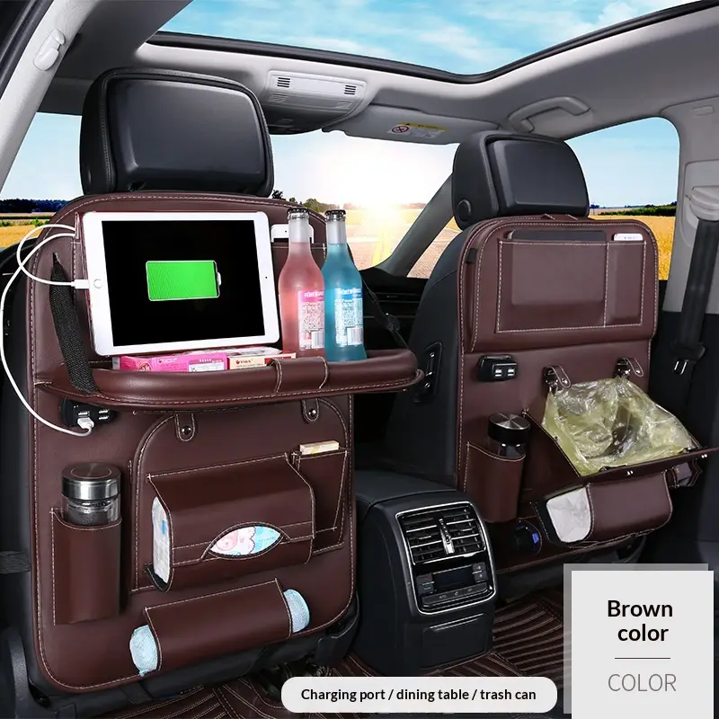 Leather Car Storage Bag Seat-hanging Pouch Foldable