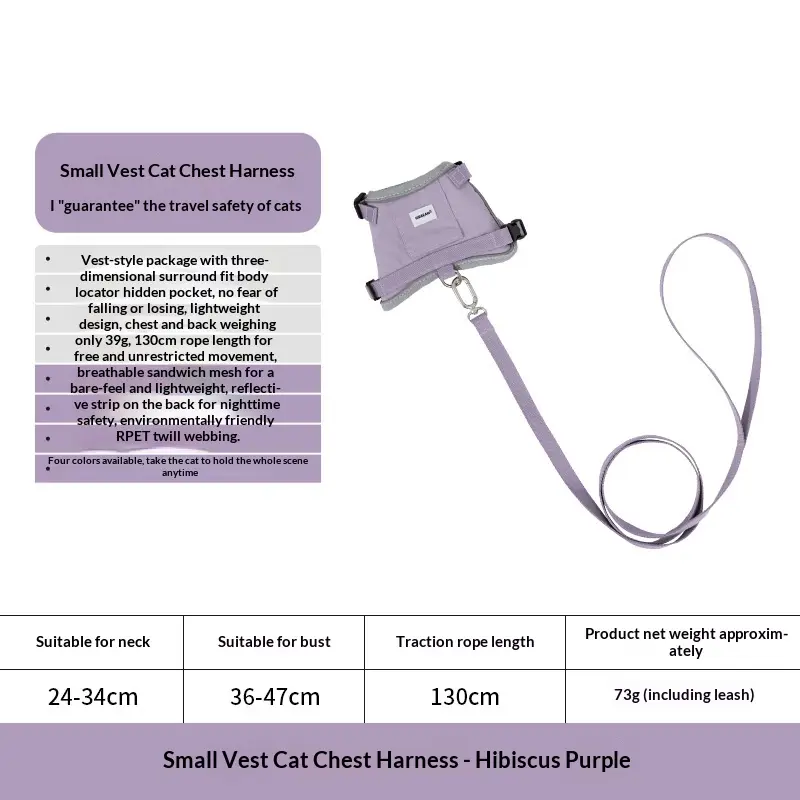 Anti-Escape Proof Cat Vest Harness With GPS Tracker Pocket And Leash, Reflective