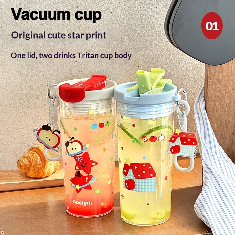 Portable High-temperature-resistant Plastic Cup With A Straw