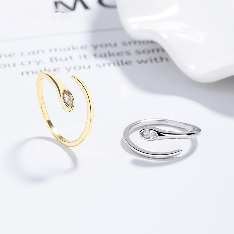 925 Sterling Silver Plain-Surfaced Snake Ring For Women