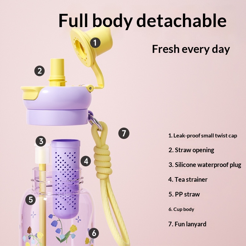 Straw-top Portable Cold-water Cup With Tea Infuser Compartment — foto 4