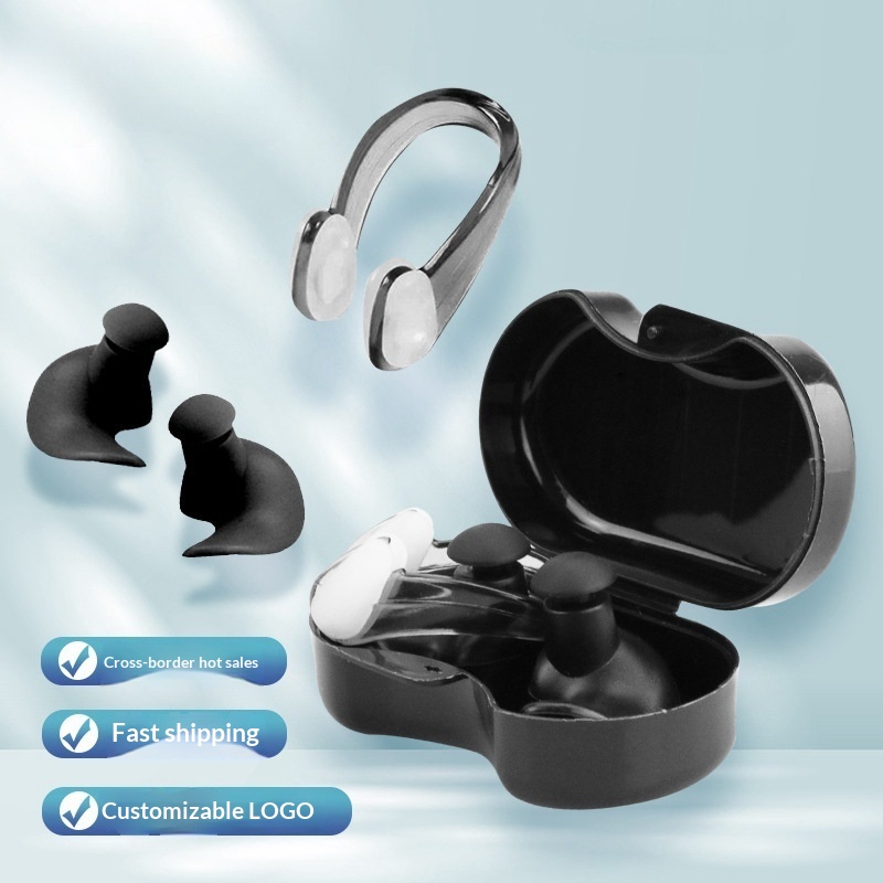 New Style Swimming Spiral Earplugs Waterproof Earplugs Nose Clip Earplug Set