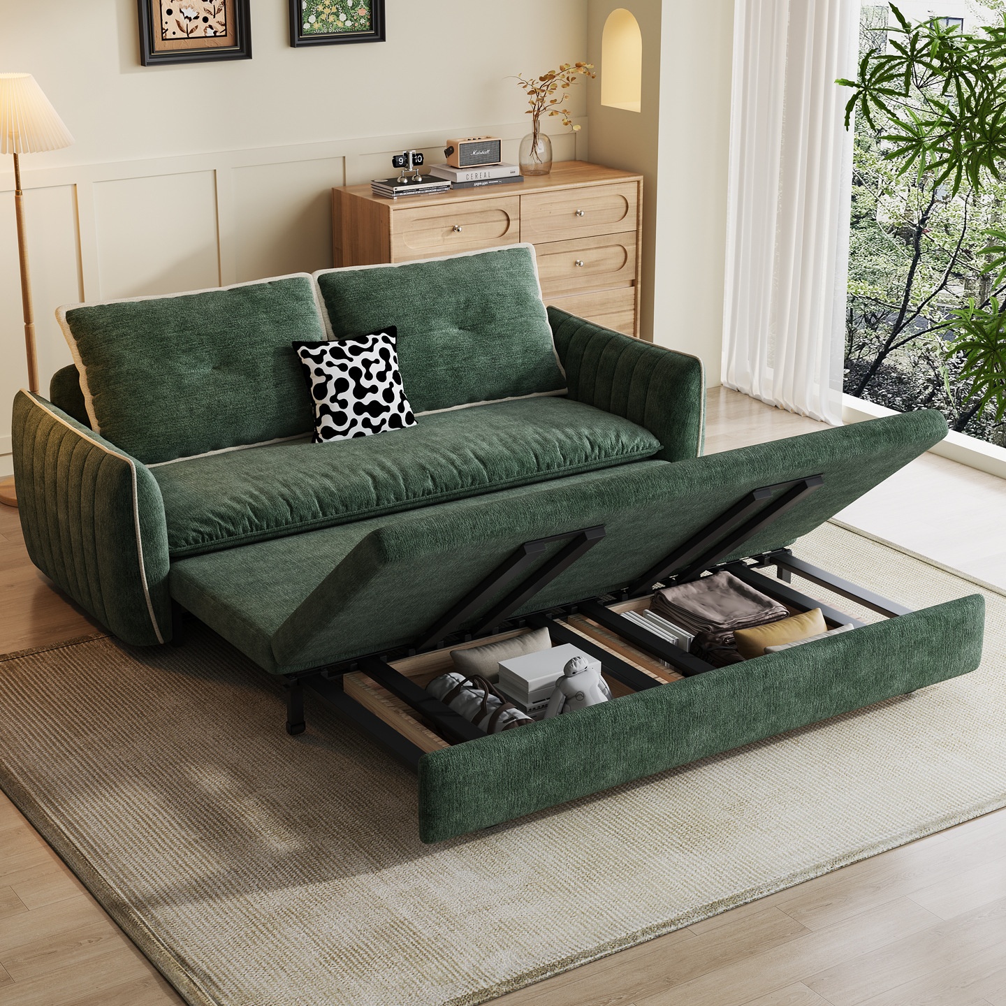 Space-Saving Corduroy Sofa Bed W Storage