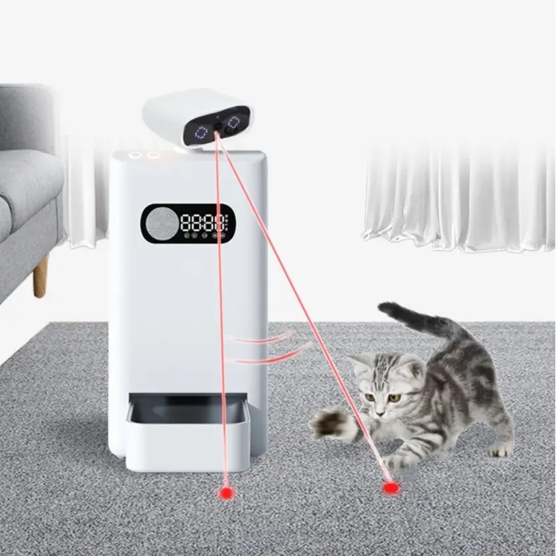Smart Cat Automatic Feeder Dispenser With Camera Live Monitoring Stainless Steel Bowl AI App