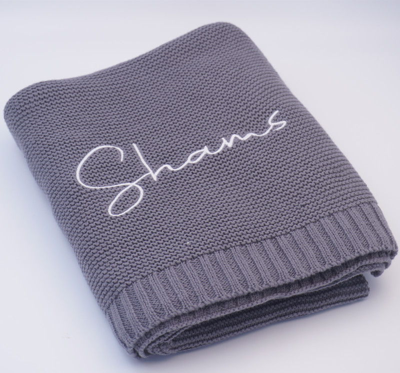 Embroidered Name Baby Knitted Cotton Nap Personality Sofa Blanket