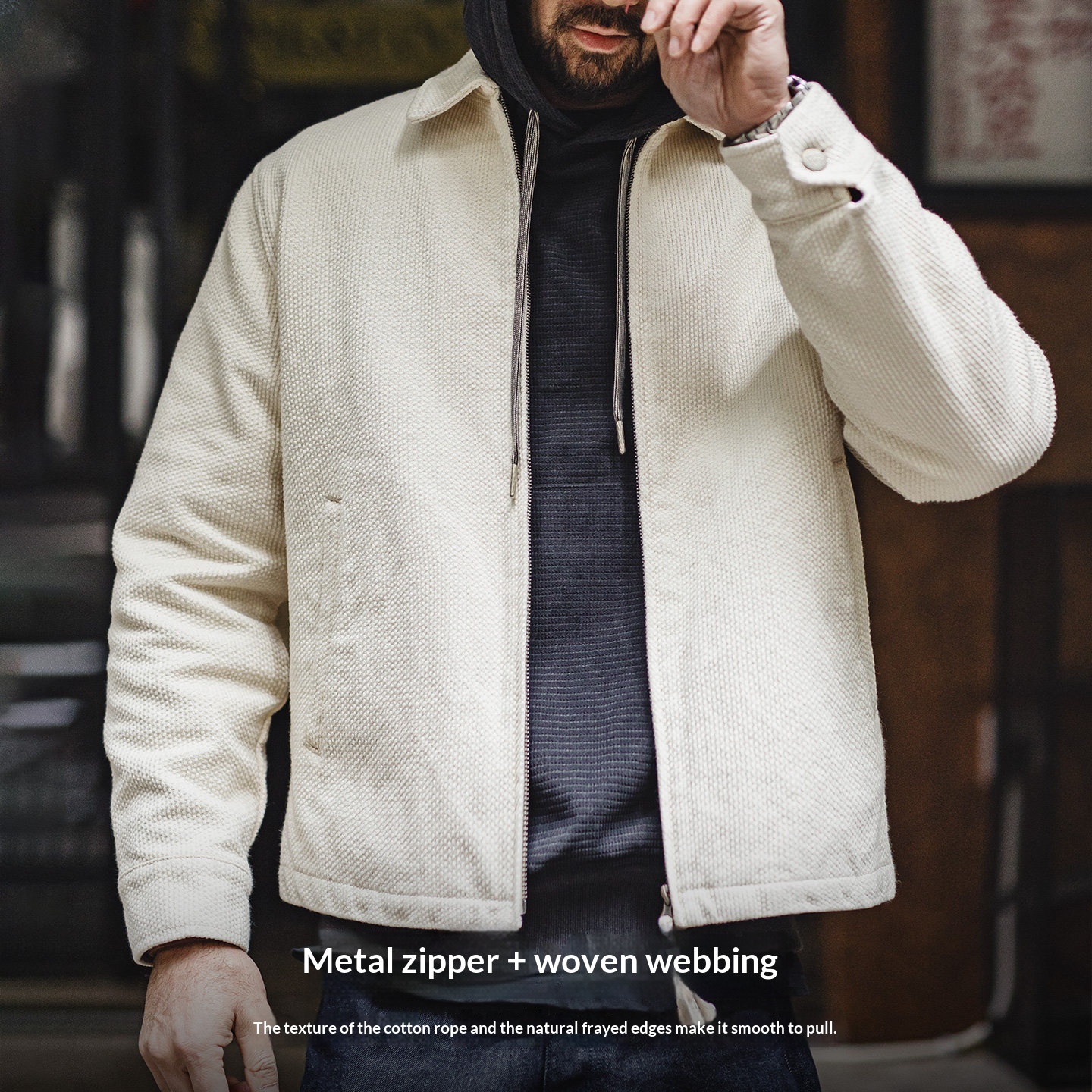 Mens Short Straight-shoulder Canvas Jacket
