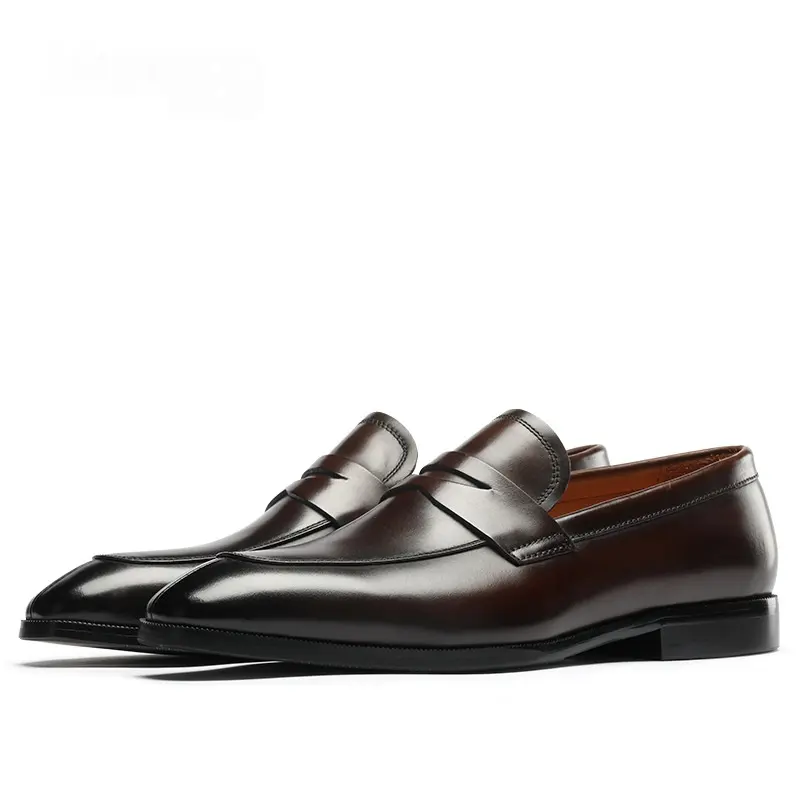 Mens Casual Leather Slip On Shoes Trendy