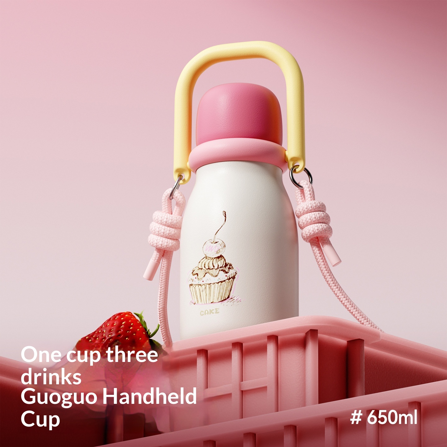 Cute Portable Thermos With A Lanyard And Handle