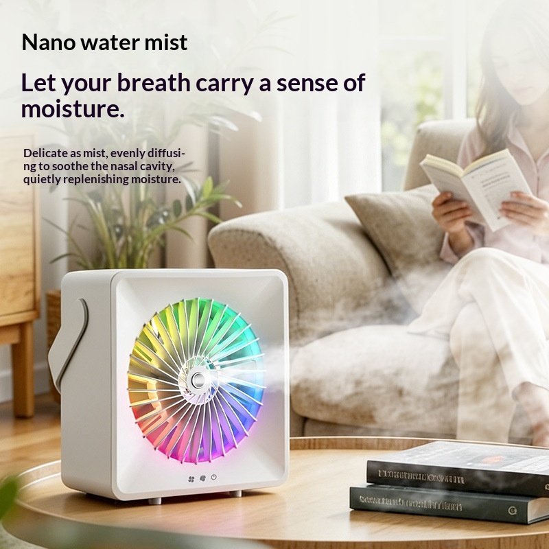 Portable Humidifying Spray Desktop Fan