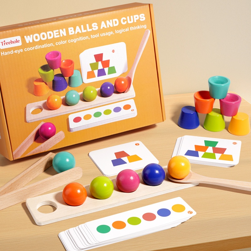 Wooden Number Recognition Arithmetic Matching Bead Picking And Stacking Cup Early Learning Game