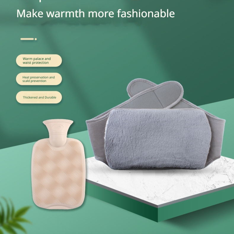 Rabbit Fur Extended Waist Support With Inflatable Hot Water Bottle
