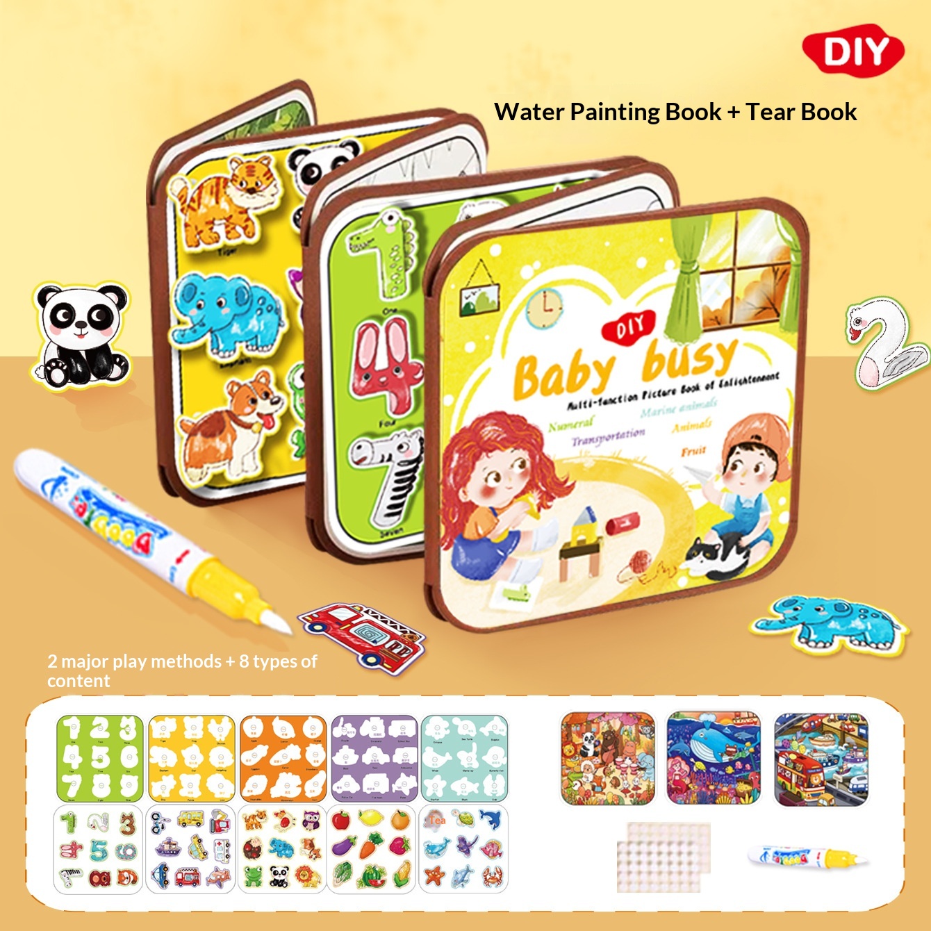 Babys Busy Magical Water Drawing Book For Kids Tear-Resistant Baby Book