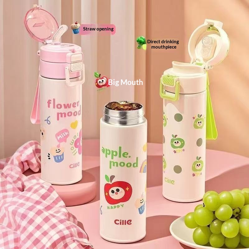 Childrens Portable Insulated Cup 316 Stainless Steel Water Bottle
