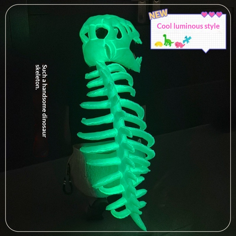 Halloween Glowing Dinosaur Skeleton Mask Childrens Plush Toy