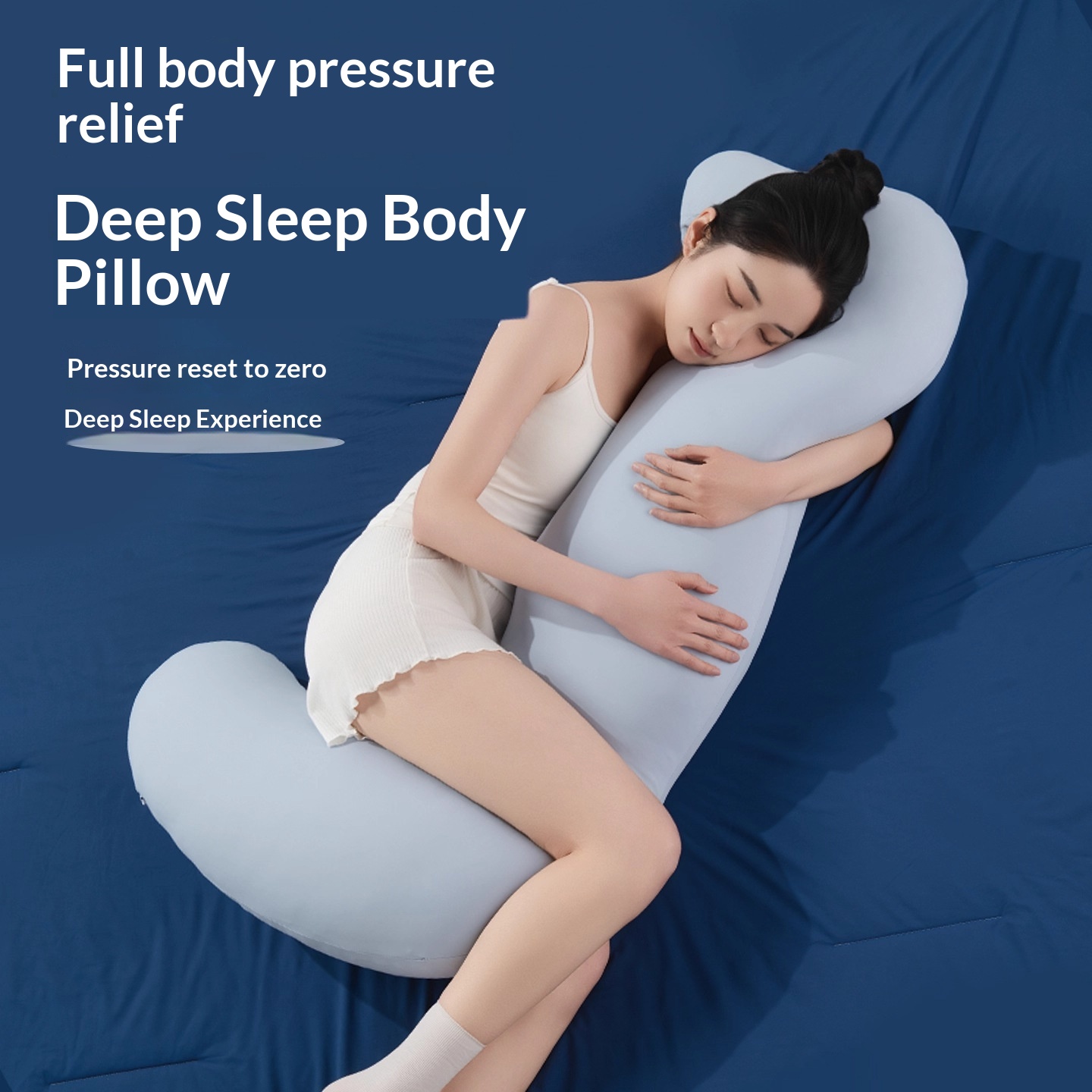 Removable And Washable Long Body Pillow For Side Sleepers