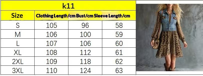 Women's denim-look chiffon patchwork long sleeve maxi dress front view