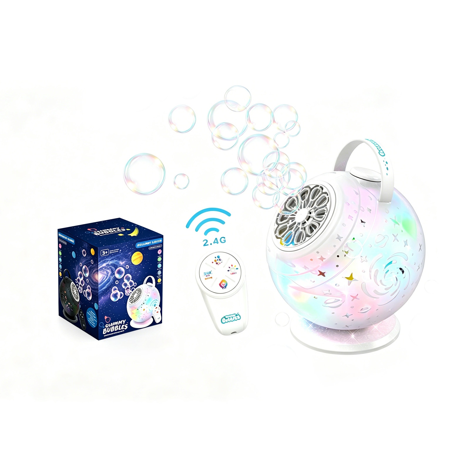 Remote Control Version Of Rotating Galaxy Bubble Machine