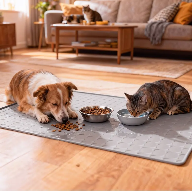 Silicone Pet Mat Waterproof and Stain-resistant for Cats