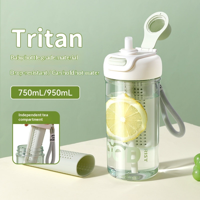 Straw Water Bottle For Women High Appearance Drop Resistant Heat Resistant And Portable Plastic Cup