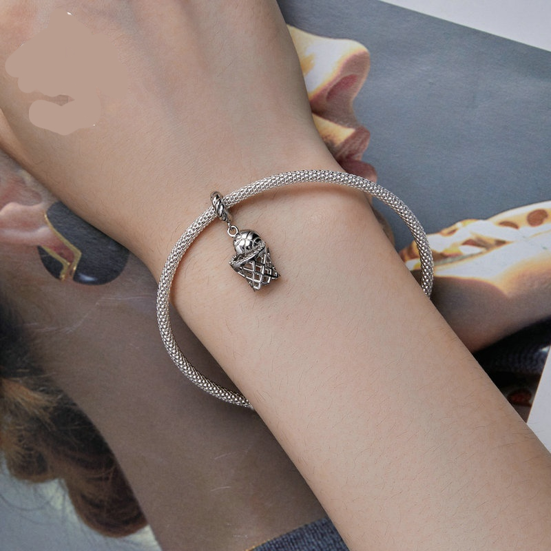 Sterling Silver Bead Pendant Bracelet