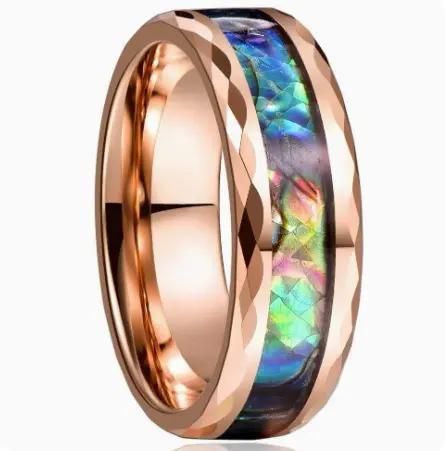 Inlaid shell men's ring