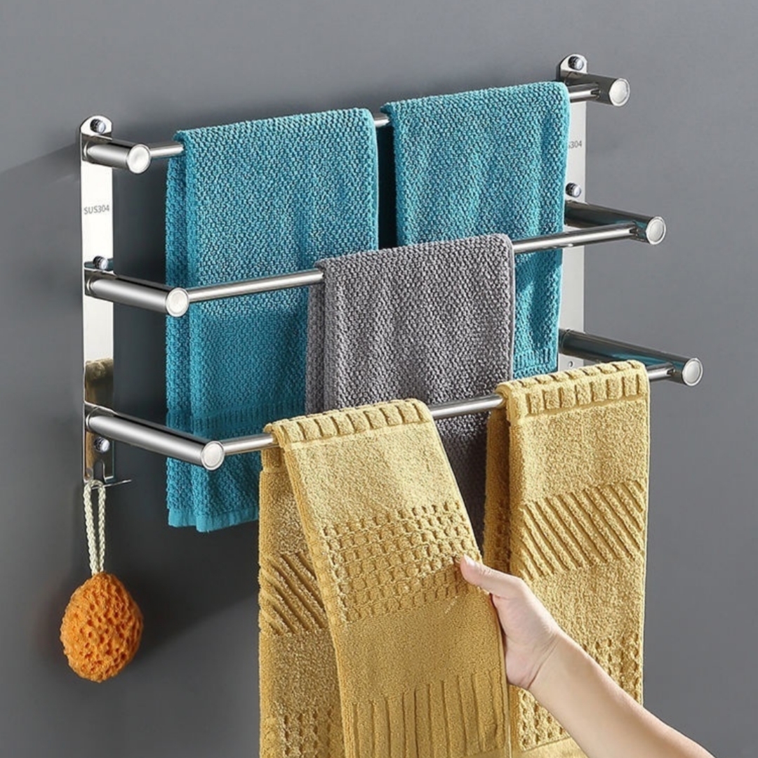 Black No Drill Towel Bar For Hanging