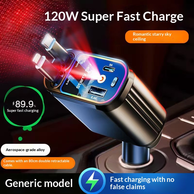 Car Charger With A Starry Ceiling Design For Vehicles