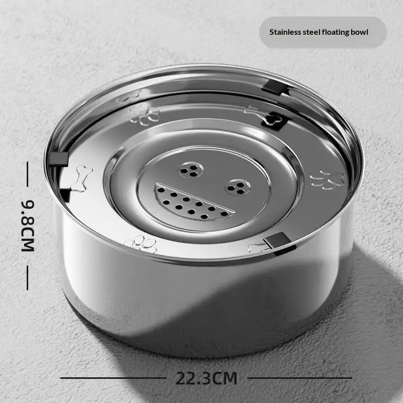 304 Stainless Steel Floating Pet Splash-Proof Water Bowl Non-Wetting Design Tip-Resistant