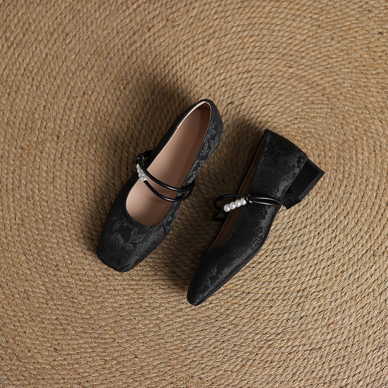 Beaded Buckle Flats – pair view Pink