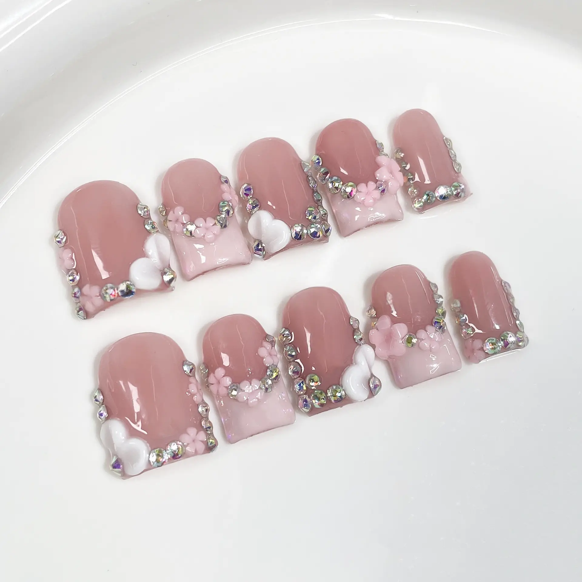 Womens Short Purely Handmade Wearable Nails