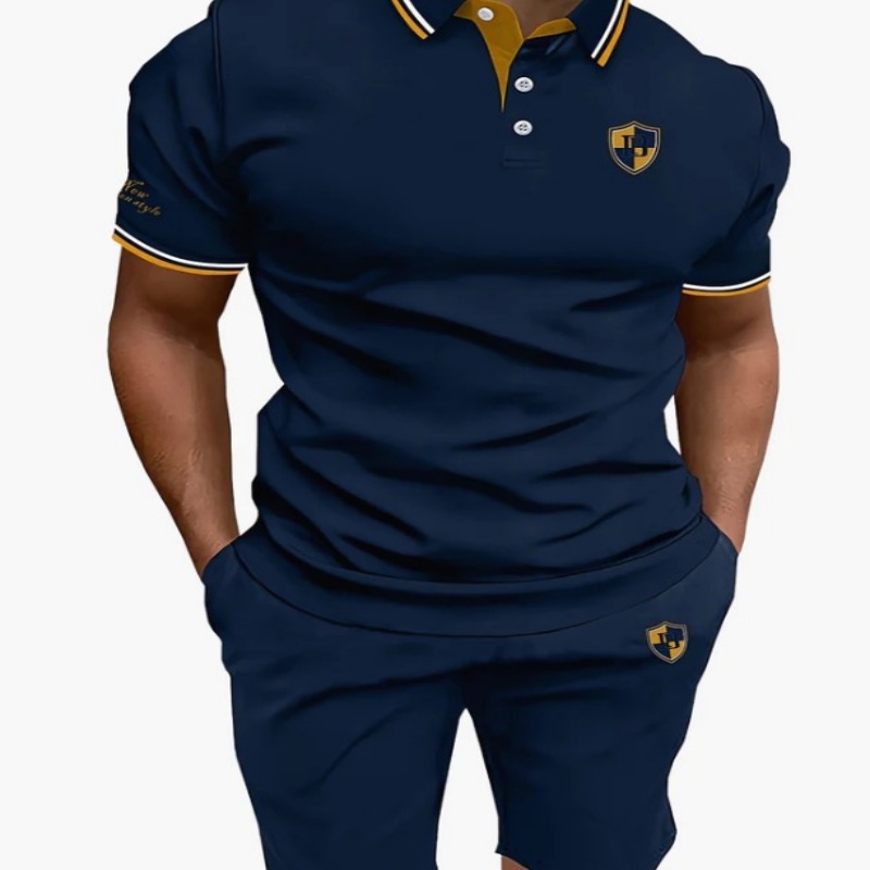 Mens Fashionable Casual 3D-Print Short-Sleeve Set